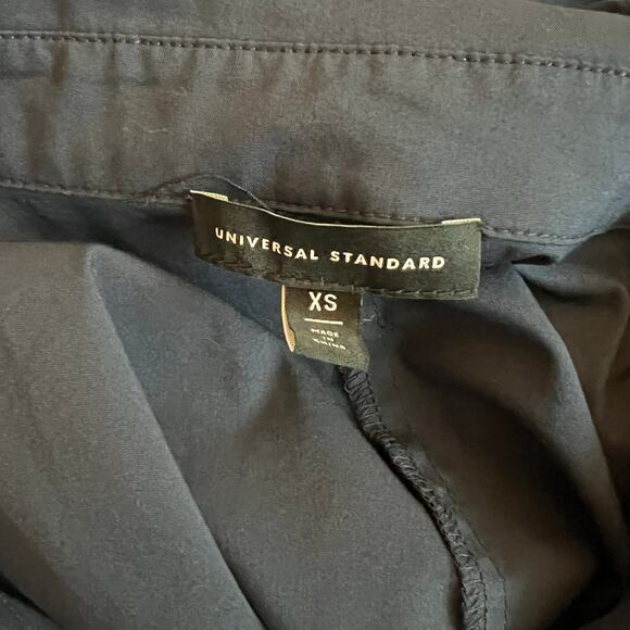 Universal Standard Navy Blouse Cotton Canna Button Down Long Sleeve Shirt - Picture 6 of 6